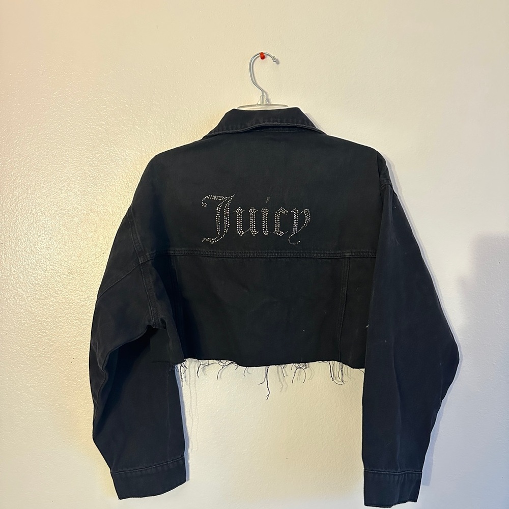 Juicy Couture Black Bedazzled Rhinestone Denim Jacket, Medium, LIKE NEW